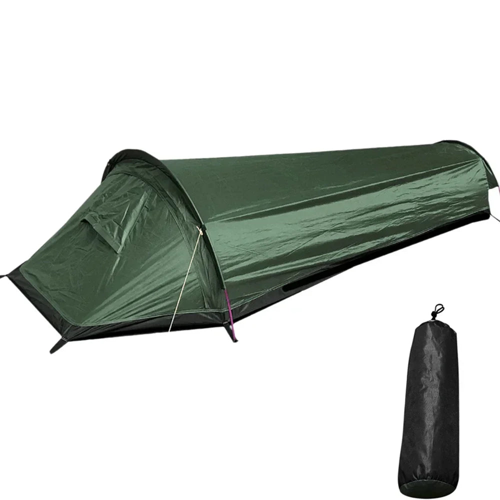 Ultralight Single-Person Camping Tent Green-0