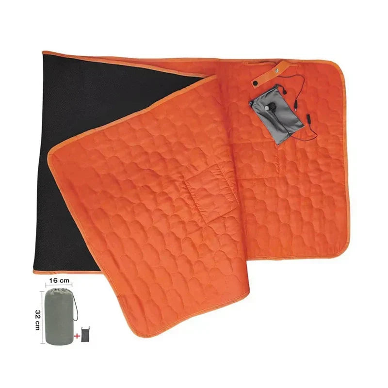 USB Heated Sleeping Mat Camping Mattress Orange-0