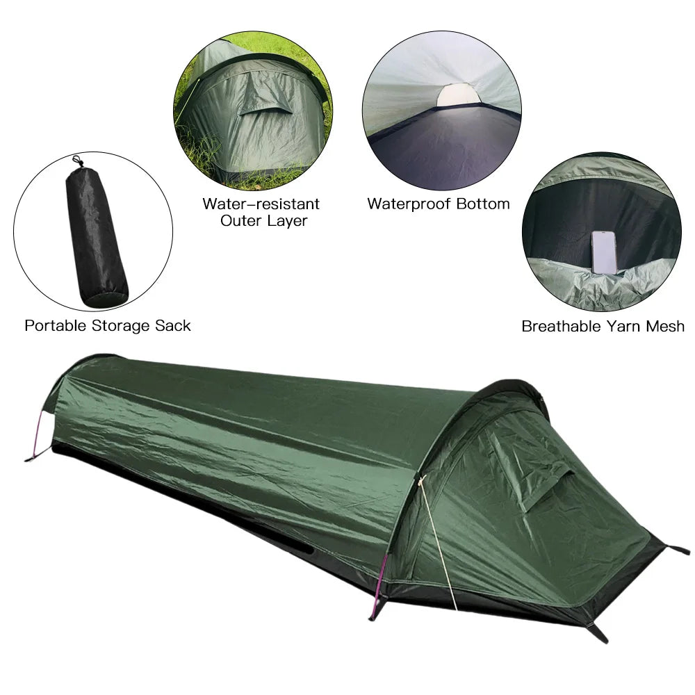 Ultralight Single-Person Camping Tent Green-4