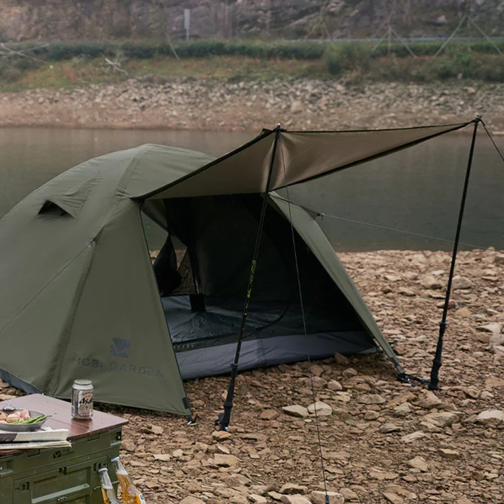 Double-Layer Camping Tent Olive Green-2