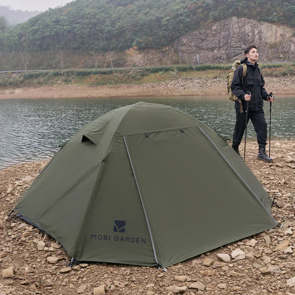 Double-Layer Camping Tent Olive Green-1