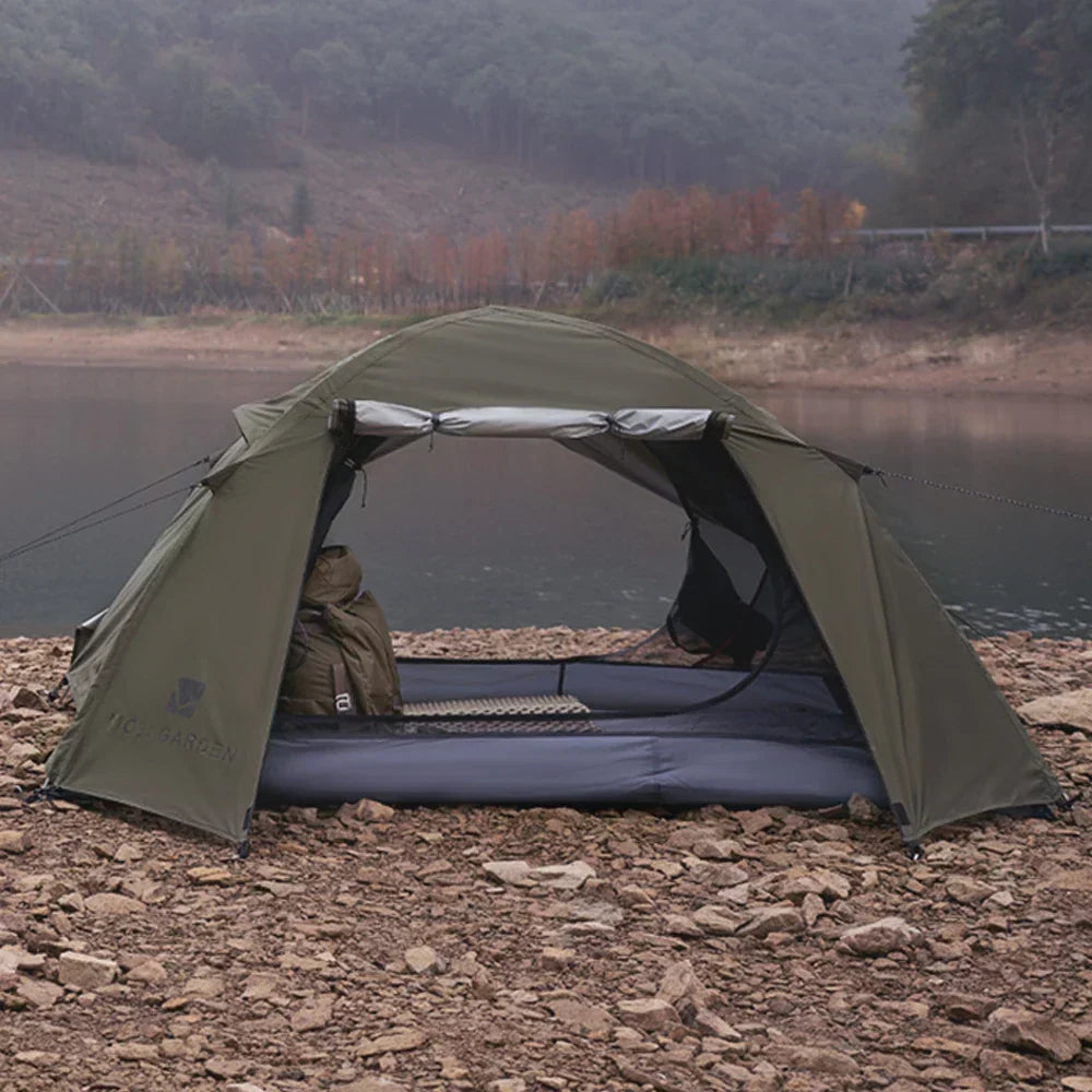 Double-Layer Camping Tent Olive Green-3