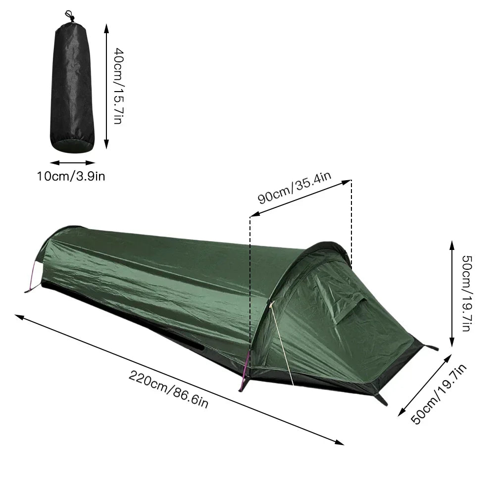 Ultralight Single-Person Camping Tent Green-3