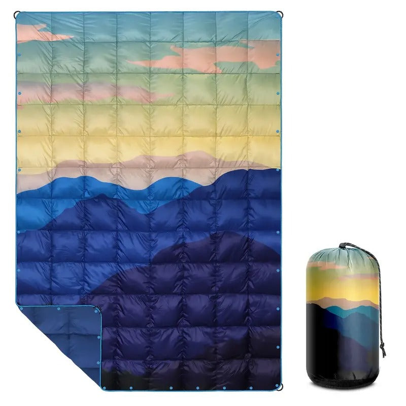 Down Camping Blanket Mountain Moon Design-0
